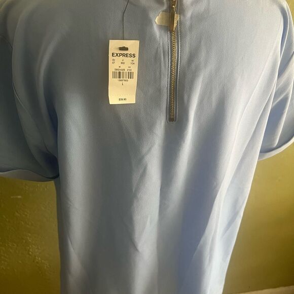Express Blue Fitted Short Sleeve T-Shirt - Picture 3 of 6